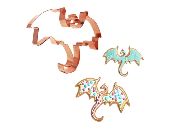Mythical Flying Dragon Cookie Cutter 6.25 X 4.25 inches - Handcrafted Copper Cookie Cutter by The Fussy Pup