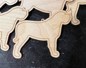 English Mastiff Dog - DIY Paint your own Unfinished Wood Christmas Ornaments / Signs - Made in USA - Laser Cut - Custom Shapes Available