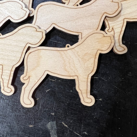 English Mastiff Dog - DIY Paint your own Unfinished Wood Christmas Ornaments / Signs - Made in USA - Laser Cut - Custom Shapes Available