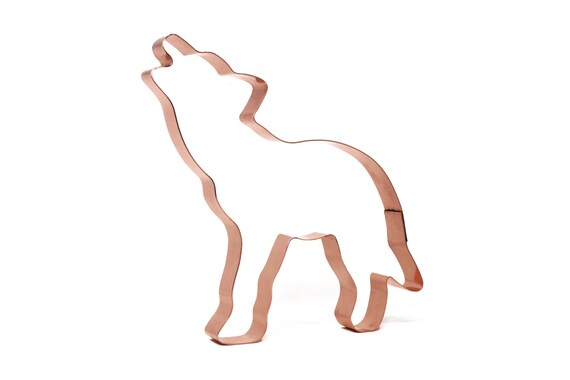 Large Howling Timber Wolf Copper Cookie Cutter - Handcrafted by The Fussy Pup