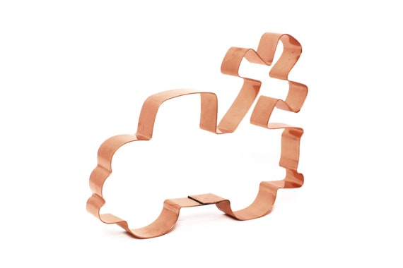 Grandpa's Farm Truck with Cross Cookie Cutter 5.5 X 4.5  inches - Handcrafted Copper Cookie Cutter by The Fussy Pup