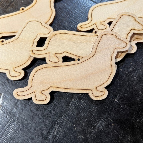 Dachshund Dog - DIY Paint your own Unfinished Wood Christmas Ornaments / Signs / Gift Tags - Made in USA - Custom Available