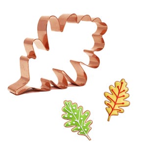 Oak Leaf Cookie Cutter – 5.25&quot; Handmade Copper – Fall or Thanksgiving Baking – Made in USA