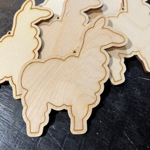 Alpaca Farm Animal - DIY Paint your own Unfinished Wood Christmas Ornaments / Signs - Made in USA - Laser Cut - Many Sizes Available