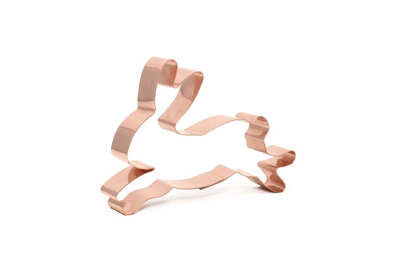 Cute Hopping Hare Copper Woodland Animal Cookie Cutter 4.5 X 3 inches - Handcrafted Copper Cookie Cutter by The Fussy Pup