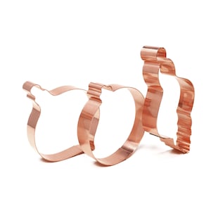 Trio of Vintage Style Copper Christmas Ornament Cookie Cutters - Made in USA