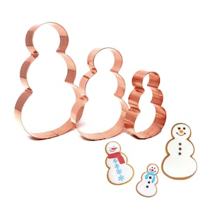 3 4 and 5 inch Simple Snowman Family Copper Cookie Cutter Set