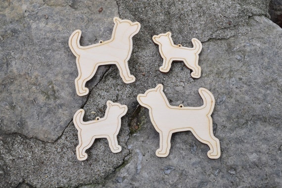 Set of Wooden Chihuahua Dog Laser Cut Shapes for DIY Crafts wood blank, sign making, ornament - Free Shipping