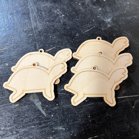 SALE - Set of 5 Turtle DIY Unfinished Wood  Ornaments / Tags - Paint your own Christmas Decorations - Made in USA - Laser Cut