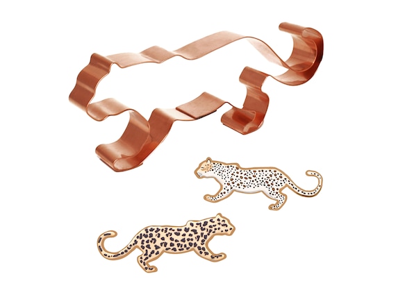 Leopard Zoo Animal Cookie Cutter 6 x 2 inches - Handcrafted Copper by The Fussy Pup