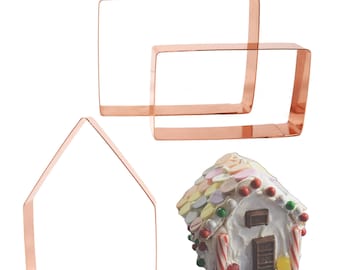 Gingerbread House Cookie Cutter Set – Handmade Copper 3-Piece Baking Kit for Christmas