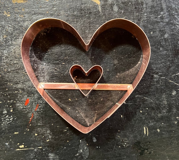5 1/2 Inch Heavy Duty Heart Cookie Cutter with Insert - Handcrafted Solid Copper Cookie Cutter for Makers and Bakers by The Fussy Pup