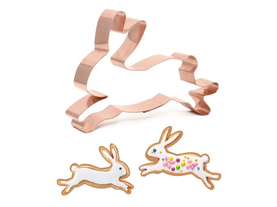 Cute Hopping Hare Copper Woodland Animal Cookie Cutter 4.5 X 3 inches - Handcrafted Copper Cookie Cutter by The Fussy Pup
