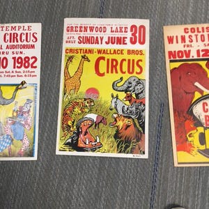 Set aus 15 Karton Zirkus Postern