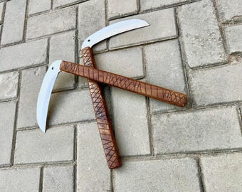 Handmade Japanese Kama Knife - Traditional Stainless Steel Japanese Sickle | Rosewood Handle | Collector's Gift