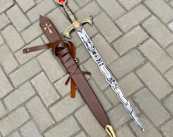 Handgeschmiedetes Es war einmal Excalibur Replica Schwert: Kohlenstoffstahl Cosplay Schwert
