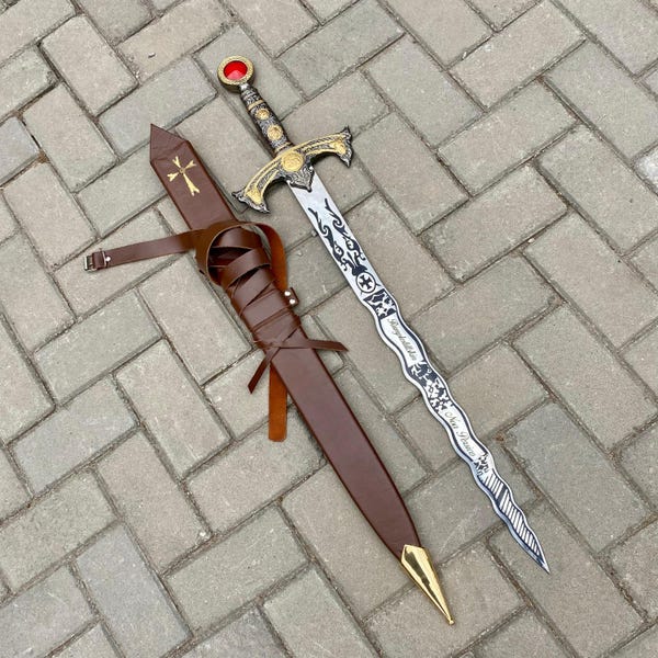 Ręcznie kuta replika miecza Excalibur z filmu "Dawno, dawno temu": Miecz cosplayowy ze stali wysokowęglowej