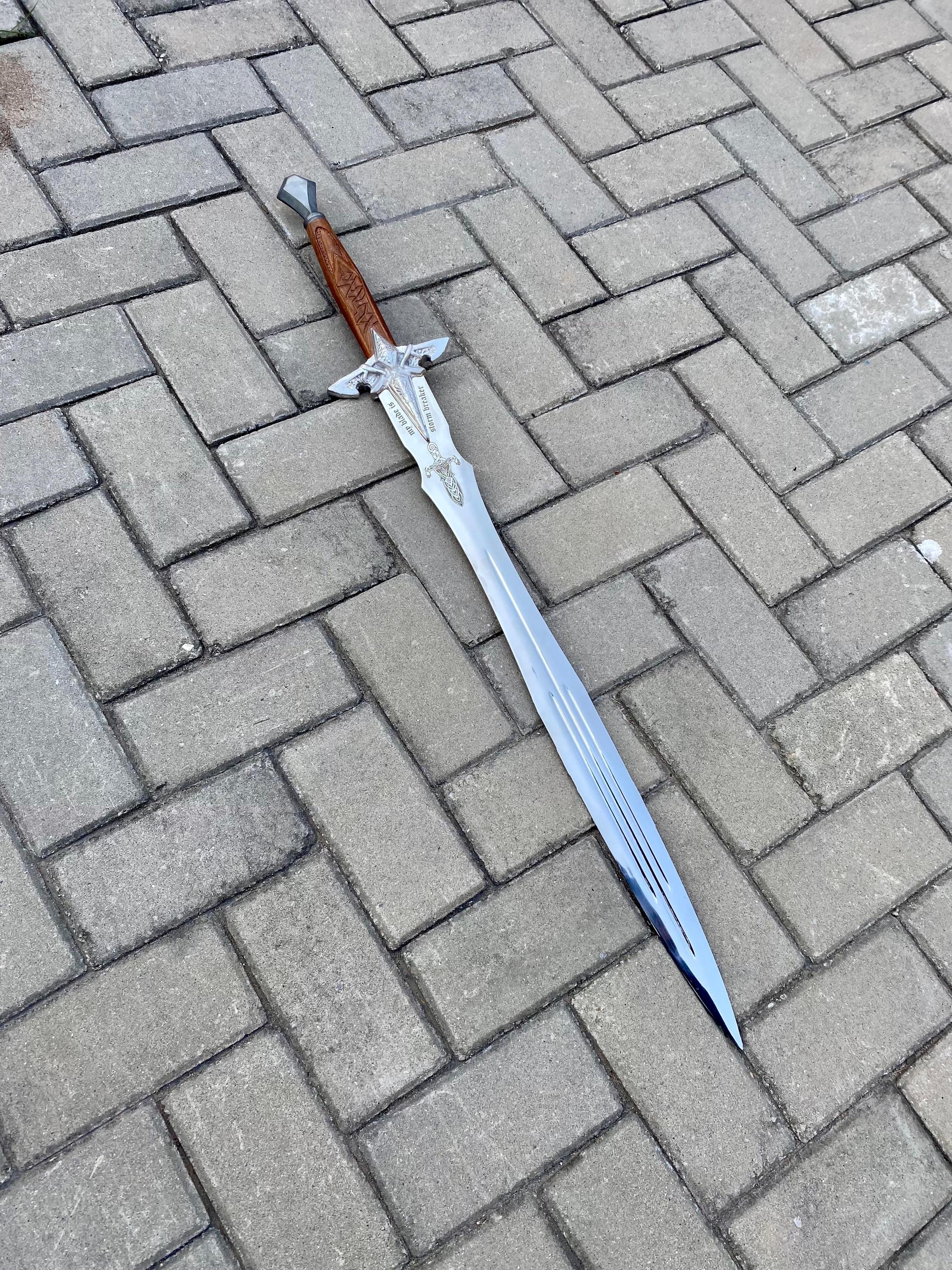 Handmade Royal Knight Sword: High Polish Stainless Steel Blade, Carved ...