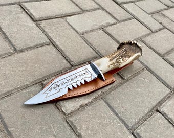 Ruby's Demon Killing Knife Replica | Supernatural TV Show Prop | Real Stag Antler Handle & Leather Sheath | Cosplay Collector Gift for Him