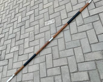 Handcrafted Double Ended Spear – Medieval Style Wooden Shaft Polearm – Fantasy Cosplay Prop