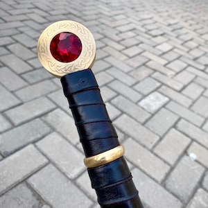 Handcrafted Goldryn Sword | Glass of Throne Replica - Medieval Regal Ruby Inlay Sword image 8