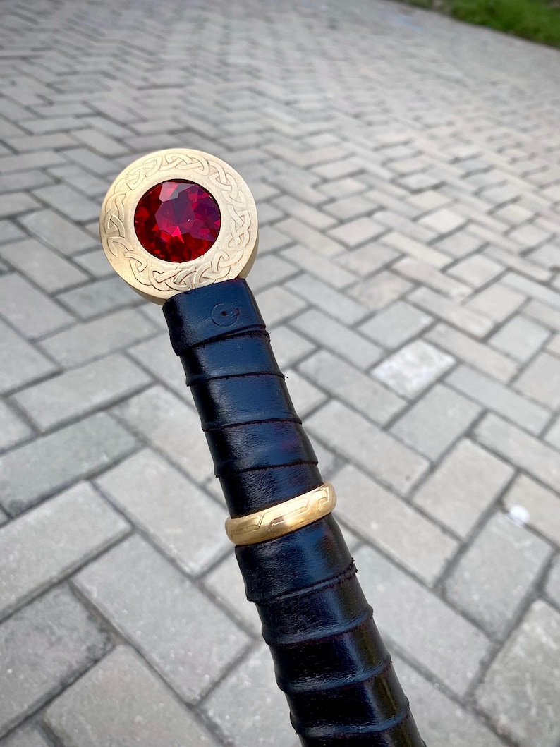 Handcrafted Goldryn Sword | Glass of Throne Replica - Medieval Regal Ruby Inlay Sword image 8