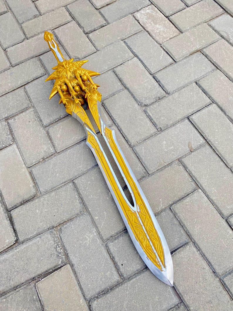 Handmade God of War Olympus Sword: Metal Cosplay Non Functional Anime Replica Yellow Olympus 24''