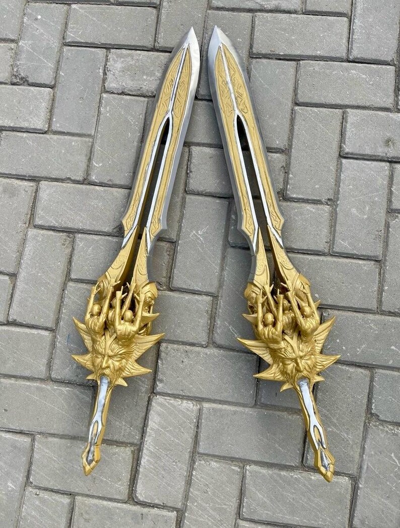 Handmade God of War Olympus Sword: Metal Cosplay Non Functional Anime Replica 36 inch Olympus Pair