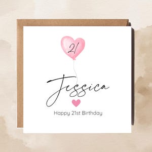 21st Birthday // Happy 21st Birthday // Greetings Card // Birthday Card // Cards for her // Personalised // Milestone