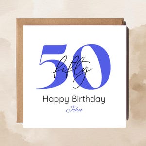 50e anniversaire// Joyeux 50e anniversaire//Carte de voeux//Carte d'anniversaire//Joyeux anniversaire//Cartes pour elle//Personnalisée//Jalon
