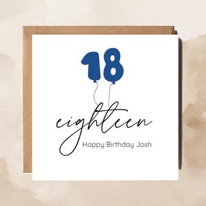 18e anniversaire // Joyeux 18 ans // Carte de voeux // Carte d'anniversaire // Cartes pour lui // Personnalisées // Jalon