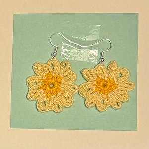 Crochet Flower Earrings Handmade Jewelry