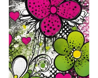 Colorful Floral Wall Art Prints, Vibrant Room Decor, Matte Vertical Posters, Home Decor, Gift for Her, Spring Cleaning, Flower Art