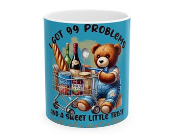 Funny Bear Shopping Ceramic Mug - Humor Gift for Friends, Coffee Lover, Birthday Present, Kitchen Decor, Tea Mug