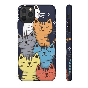 Colorful Cat Phone Case, Tough Cases, Cat Lover Gift, Cute Animal Accessory, Pet Birthday Present, Fun Tech Protection
