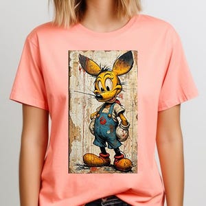 Camiseta vintage de dibujos animados, camiseta unisex de manga corta, estilo retro, ideal para amantes de los dibujos animados, ropa informal, atuendo para el día a día.
