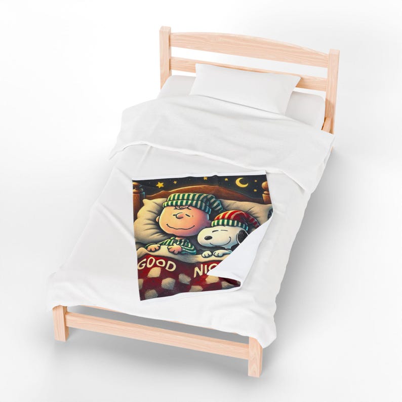 Cozy Velveteen Plush Blanket featuring 'Good Night' Design | Holiday Gift, Kids Room Decor, Soft Throw, Plush Blanket, Seasonal Comfort image 19