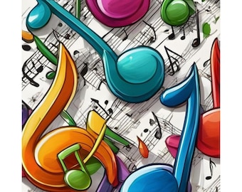 Colorful Music Note Posters, Vibrant Wall Art for Music Lovers, Home Decor, Gift for Musicians, Art for Kids&#39; Room, Music Themed Decor