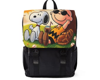 Relaxing in Flowers Backpack | Cartoon Peanuts Shoulder Bag