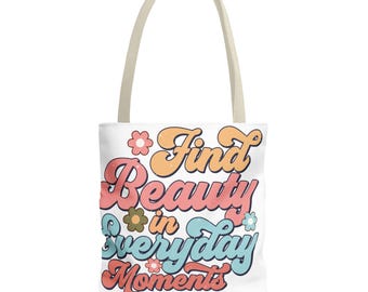 Bolsa de belleza para uso diario, bolsa de compras ecológica, regalo de arte floral, bolso de mano con frase motivacional, bolso de moda.
