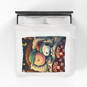 Cozy Velveteen Plush Blanket featuring 'Good Night' Design | Holiday Gift, Kids Room Decor, Soft Throw, Plush Blanket, Seasonal Comfort image 12