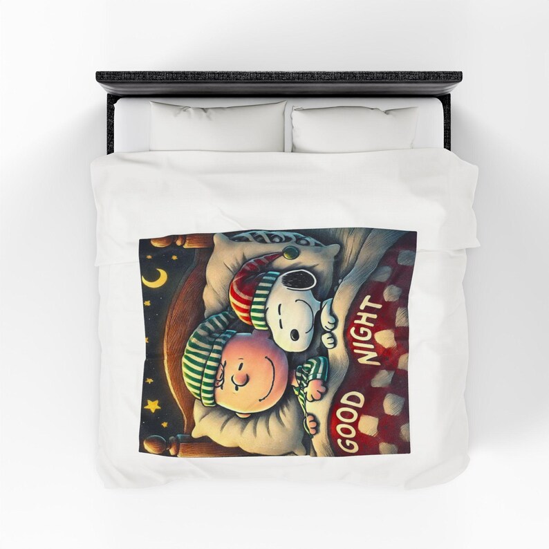 Cozy Velveteen Plush Blanket featuring 'Good Night' Design | Holiday Gift, Kids Room Decor, Soft Throw, Plush Blanket, Seasonal Comfort image 12