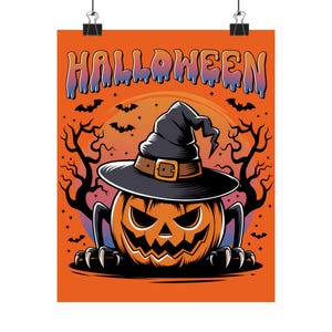 ハロウィンマット縦型ポスター - 不気味な壁アート、ハロウィンデコレーション、カボチャプリント、季節のホームデコレーション、10月の装飾
