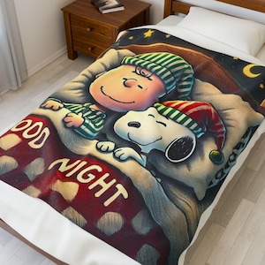 Manta de terciopelo suave y acogedora con diseño de "Buenas noches" / Regalo navideño, decoración para habitación infantil, manta suave y afelpada, comodidad de temporada