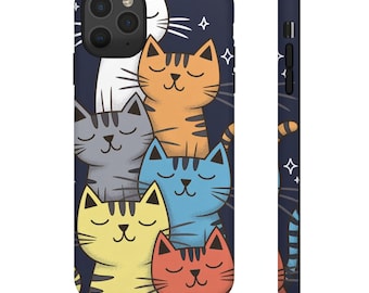 Bunte Katze Handyhülle, Robuste Hülle, Geschenk für Katzen Liebhaber, Süßes Tier Accessoire, Haustier Geburtstagsgeschenk, Fun Tech Schutz