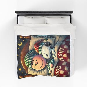 Cozy Velveteen Plush Blanket featuring 'Good Night' Design | Holiday Gift, Kids Room Decor, Soft Throw, Plush Blanket, Seasonal Comfort image 11