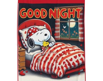 Manta de buenas noches / Manta de terciopelo con diseño de corazones