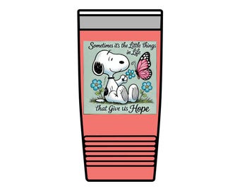Hopeful Snoopy geïsoleerde beker, 20oz | Reismok, cadeau voor hondenliefhebbers, inspirerende beker, schattig drinkgerei, motiverende beker