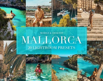 20 Mallorca Lightroom Presets – Summer vibes, Instagram aesthetic filters ready-to-use for mobile & desktop. Spanish style, turquoise water!
