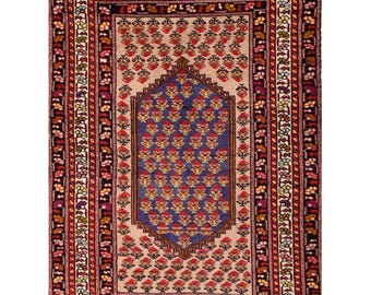 Vintage Turkish Sivas Rug 5x7, Handmade Wool Ivory Area Rug, Anatolian Turkey Rug 5x7, Antique Turkish Rug, Vintage Area Rug